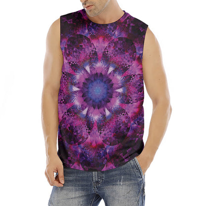 Purple Mandala Flower Print Men's Fitness Tank Top