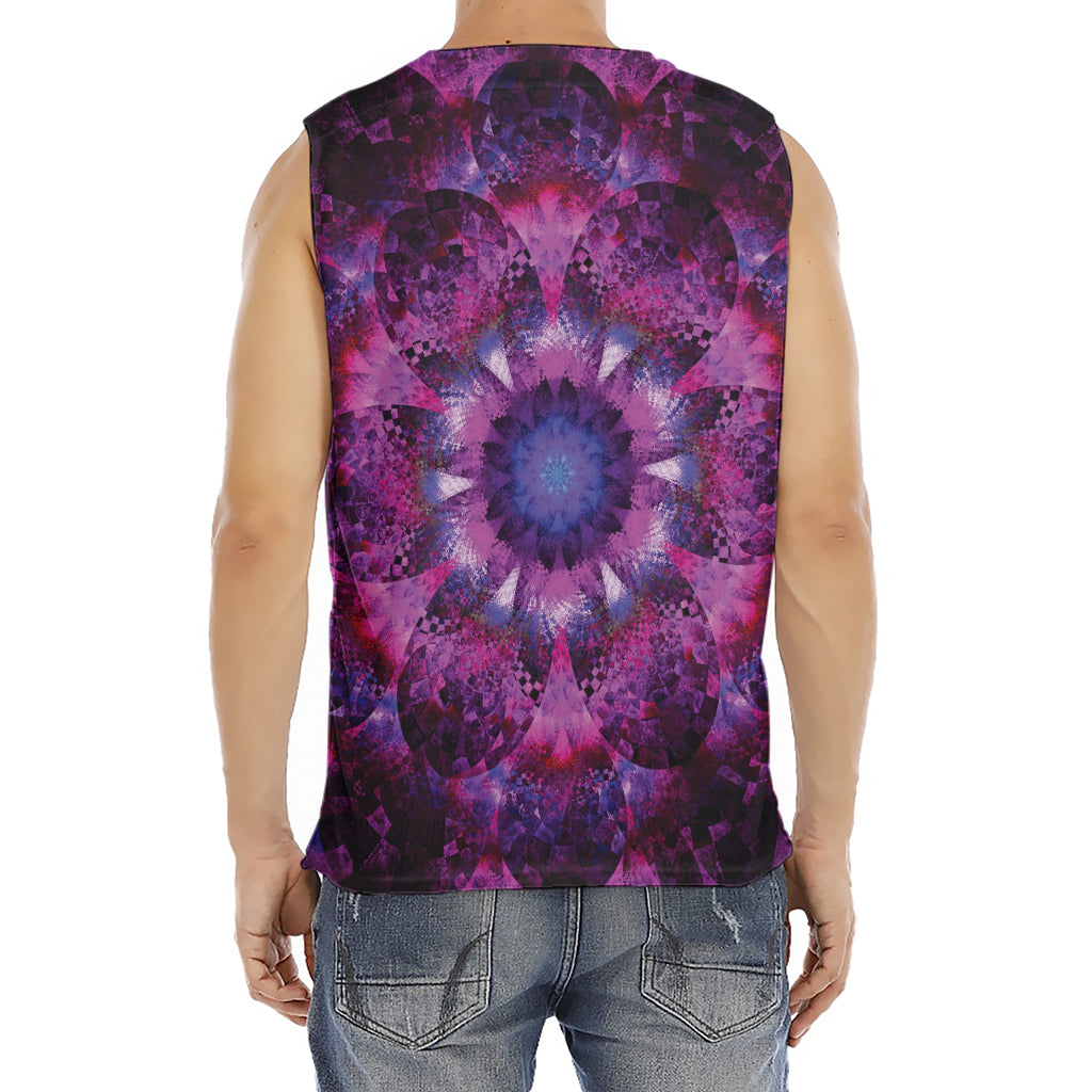Purple Mandala Flower Print Men's Fitness Tank Top