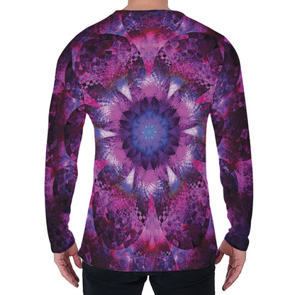Purple Mandala Flower Print Men's Long Sleeve T-Shirt