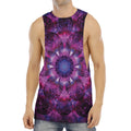 Purple Mandala Flower Print Men's Muscle Tank Top