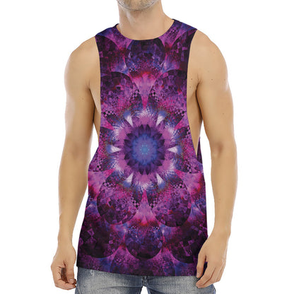 Purple Mandala Flower Print Men's Muscle Tank Top