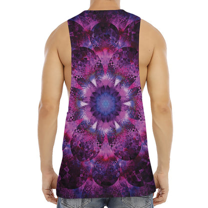 Purple Mandala Flower Print Men's Muscle Tank Top