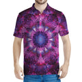 Purple Mandala Flower Print Men's Polo Shirt