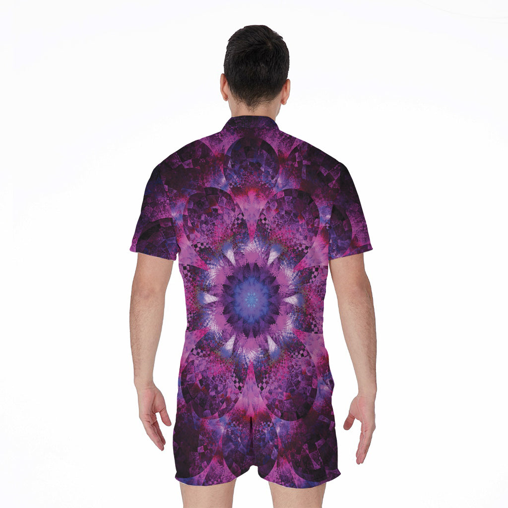 Purple Mandala Flower Print Men's Rompers