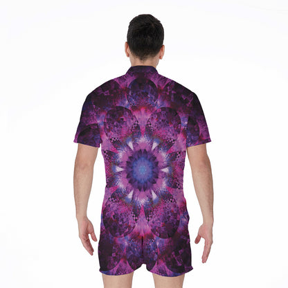 Purple Mandala Flower Print Men's Rompers