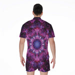 Purple Mandala Flower Print Men's Rompers