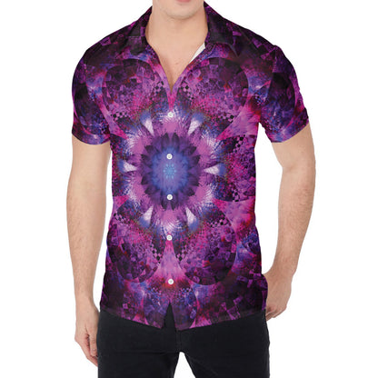 Purple Mandala Flower Print Men's Shirt