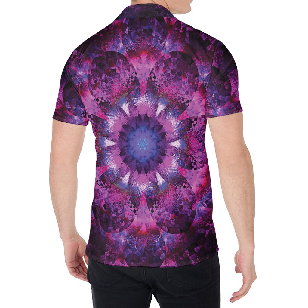 Purple Mandala Flower Print Men's Shirt