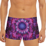 Purple Mandala Flower Print Men's Short Boxer Briefs