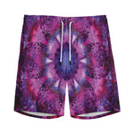 Purple Mandala Flower Print Men's Sports Shorts