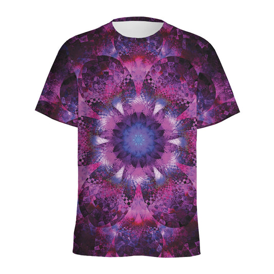 Purple Mandala Flower Print Men's Sports T-Shirt