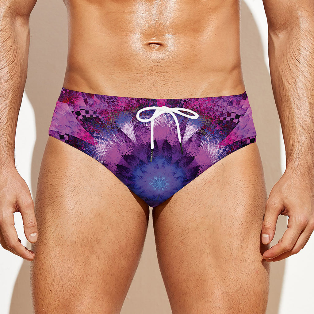 Purple Mandala Flower Print Men's Swim Briefs