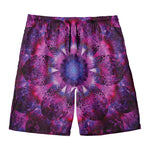 Purple Mandala Flower Print Men's Swim Trunks
