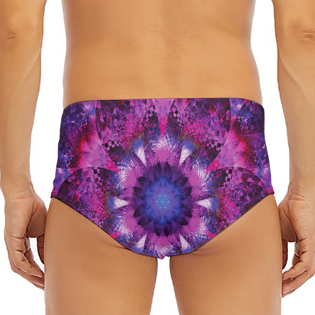 Purple Mandala Flower Print Men's Triangle Swim Briefs