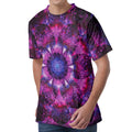 Purple Mandala Flower Print Men's Velvet T-Shirt