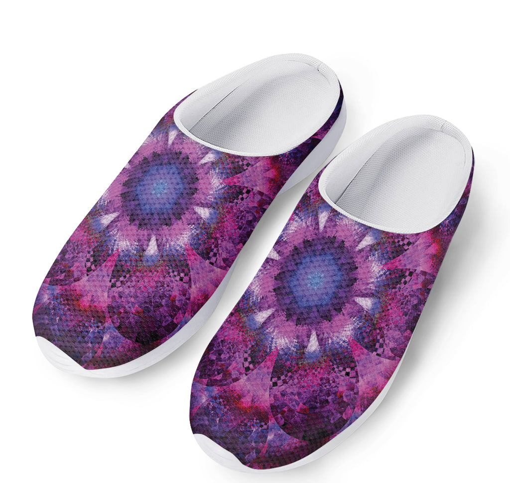 Purple Mandala Flower Print Mesh Casual Shoes