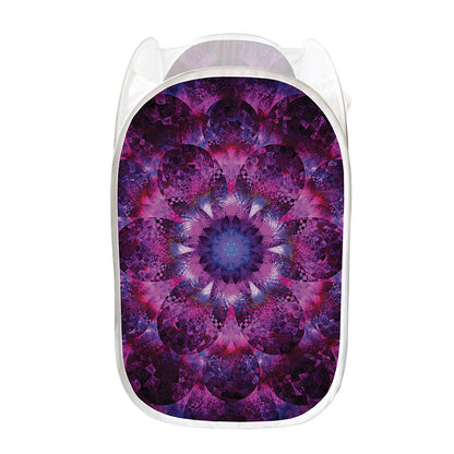 Purple Mandala Flower Print Mesh Laundry Hamper