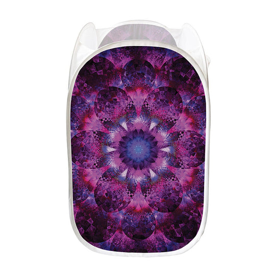 Purple Mandala Flower Print Mesh Laundry Hamper