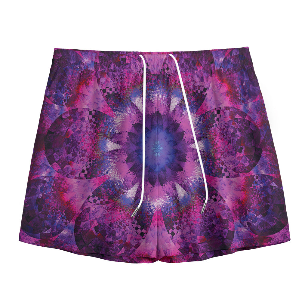 Purple Mandala Flower Print Mesh Shorts