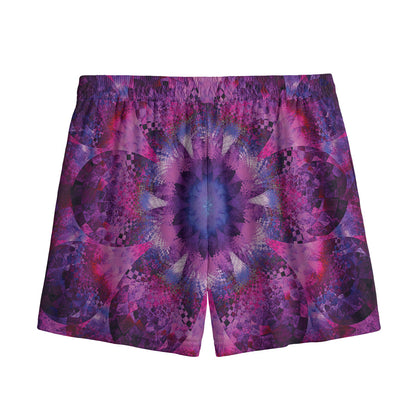 Purple Mandala Flower Print Mesh Shorts