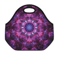 Purple Mandala Flower Print Neoprene Lunch Bag