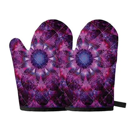 Purple Mandala Flower Print Oven Mitts