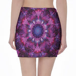 Purple Mandala Flower Print Pencil Mini Skirt