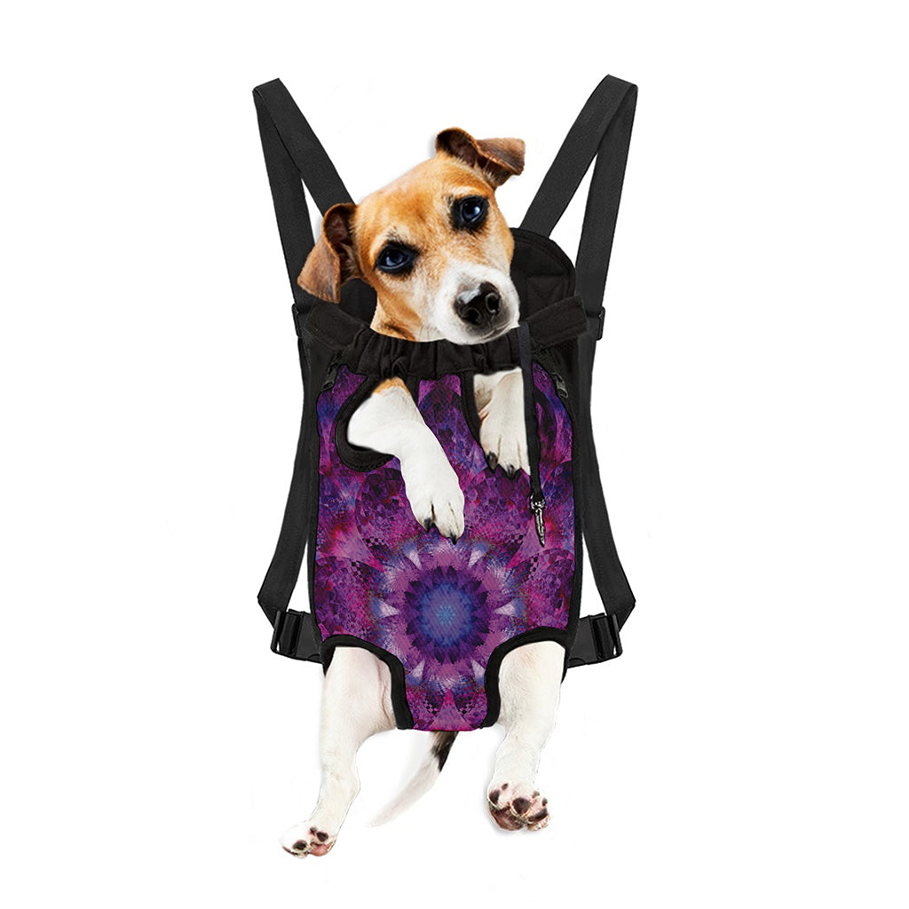 Purple Mandala Flower Print Pet Carrier Backpack
