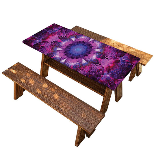 Purple Mandala Flower Print Picnic Table Cover
