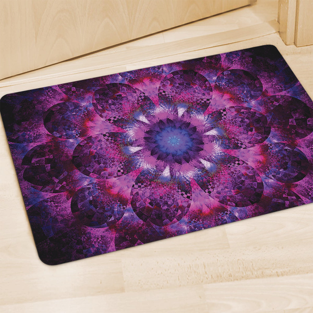 Purple Mandala Flower Print Polyester Doormat