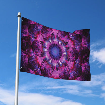 Purple Mandala Flower Print Polyester Flag