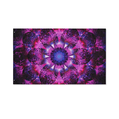 Purple Mandala Flower Print Polyester Flag