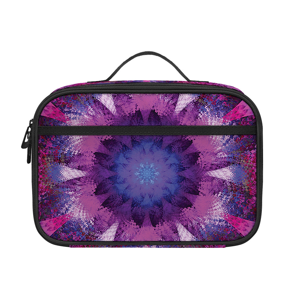 Purple Mandala Flower Print Portable Lunch Bag