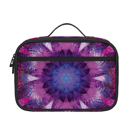Purple Mandala Flower Print Portable Lunch Bag