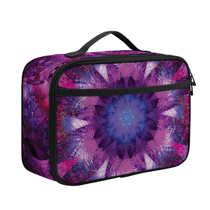 Purple Mandala Flower Print Portable Lunch Bag