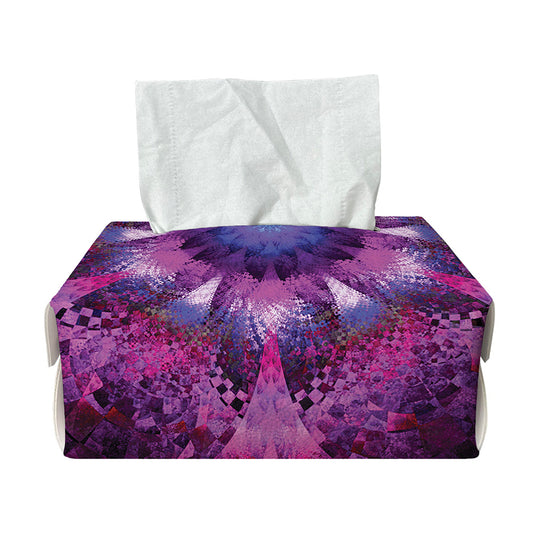 Purple Mandala Flower Print Rectangle Tissue Box Cover