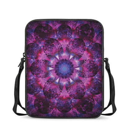 Purple Mandala Flower Print Rectangular Crossbody Bag
