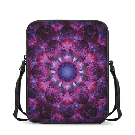 Purple Mandala Flower Print Rectangular Crossbody Bag