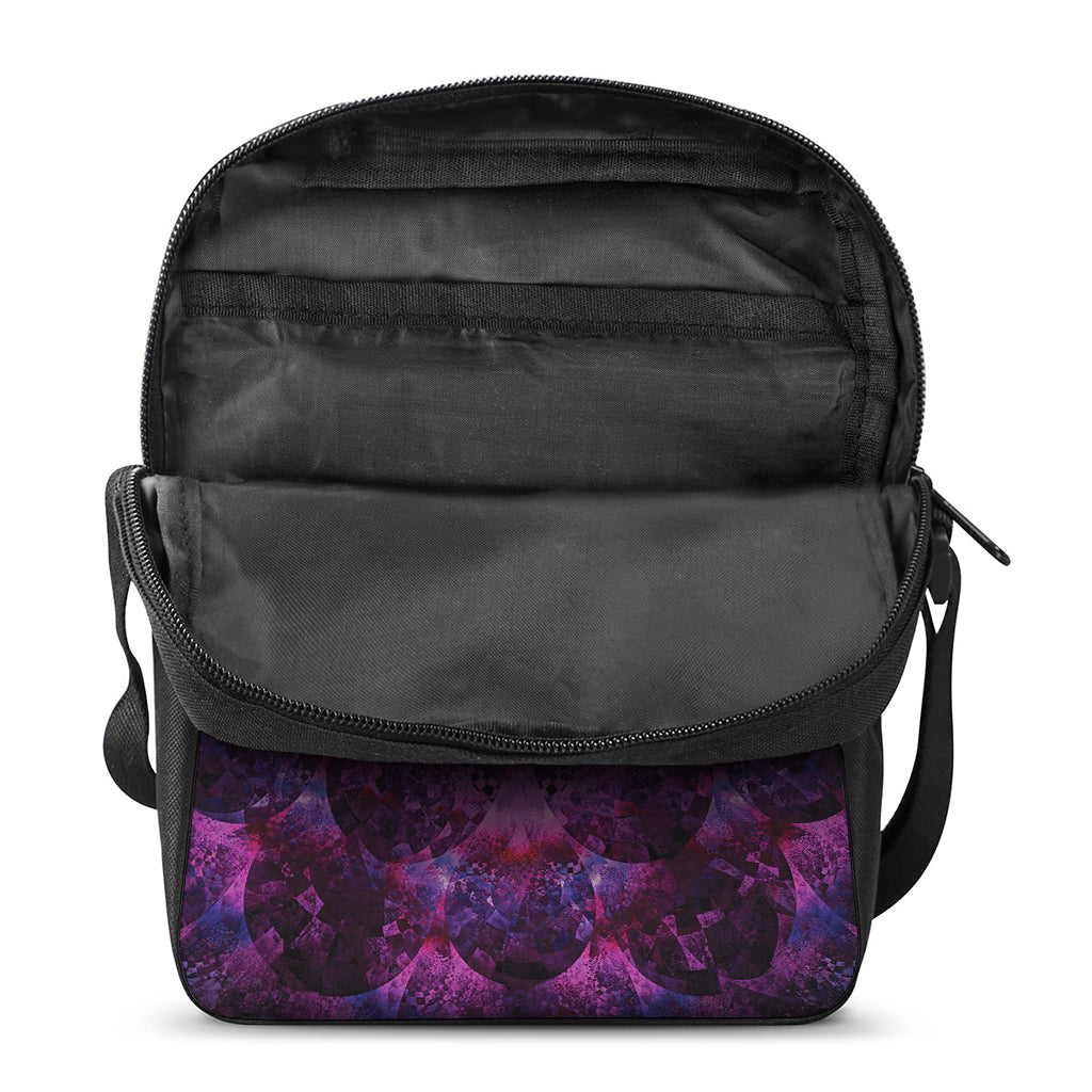 Purple Mandala Flower Print Rectangular Crossbody Bag