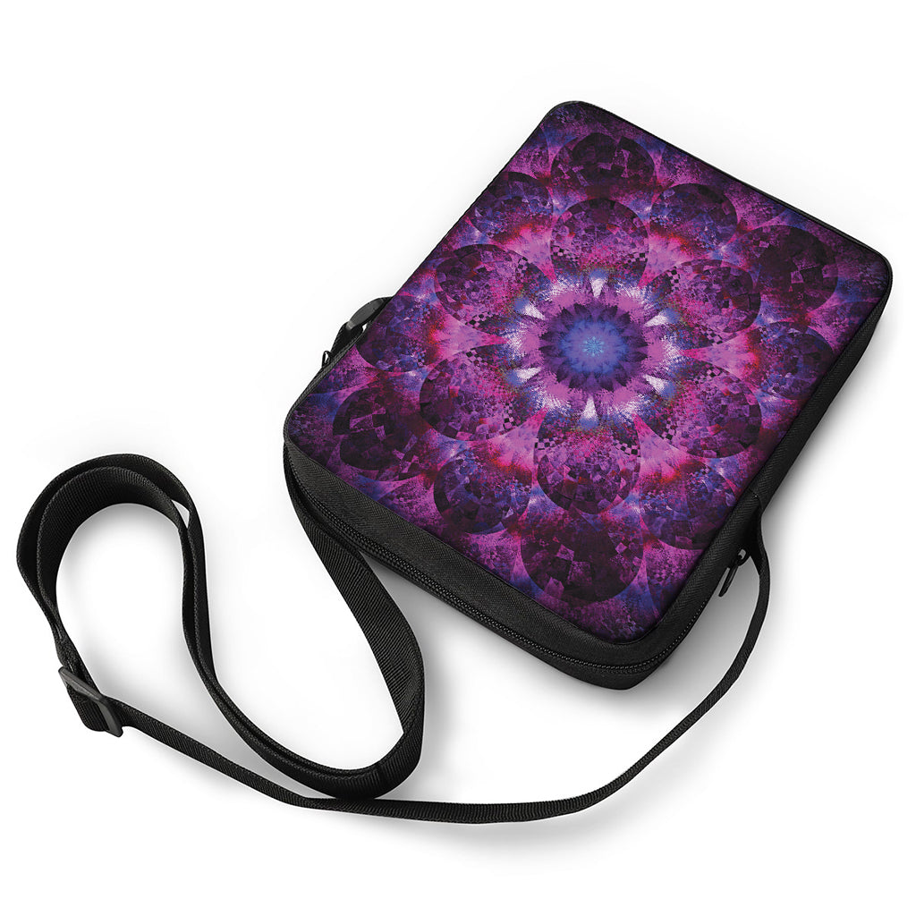 Purple Mandala Flower Print Rectangular Crossbody Bag
