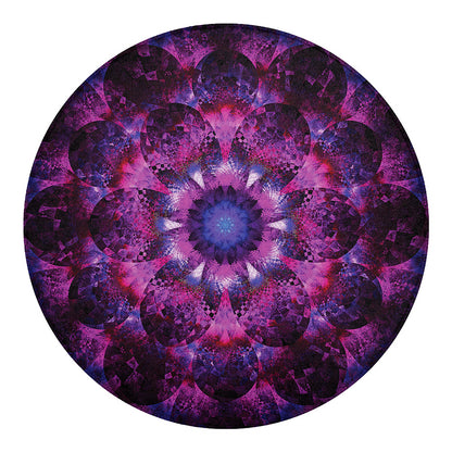 Purple Mandala Flower Print Round Blanket