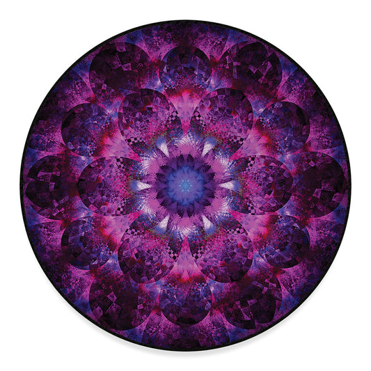Purple Mandala Flower Print Round Floor Mat