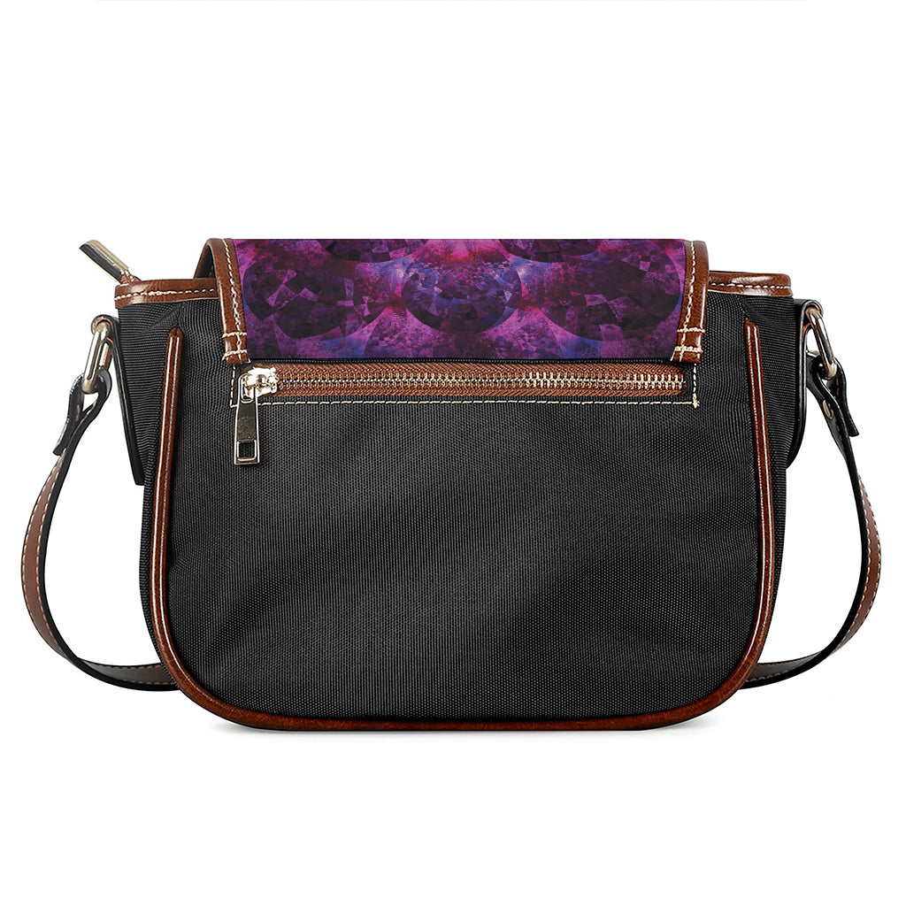 Purple Mandala Flower Print Saddle Bag