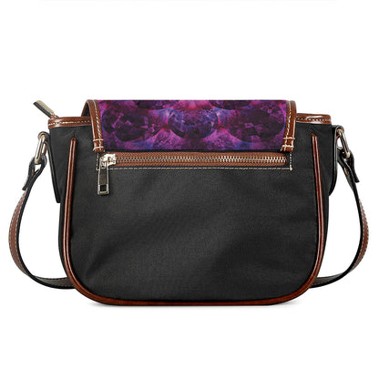 Purple Mandala Flower Print Saddle Bag