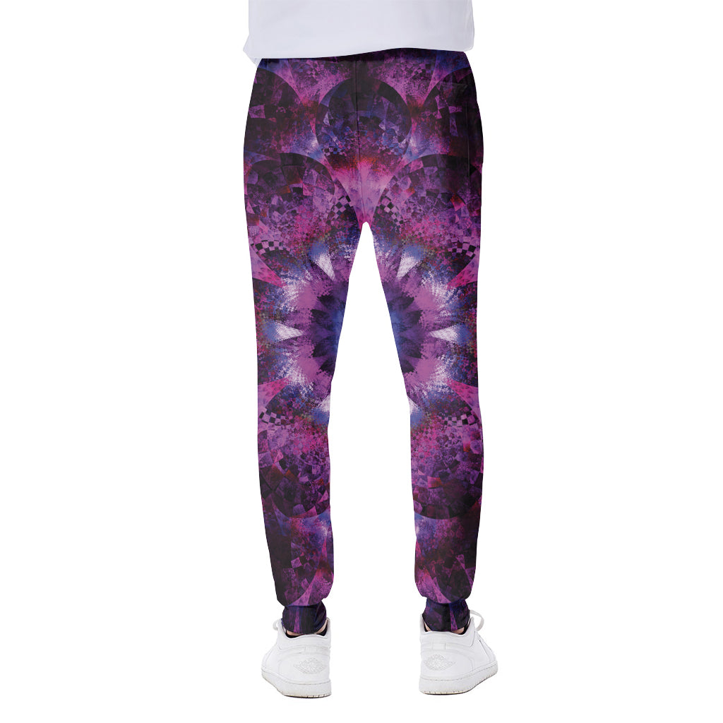 Purple Mandala Flower Print Scuba Joggers