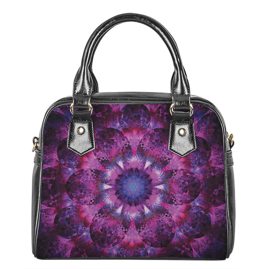 Purple Mandala Flower Print Shoulder Handbag