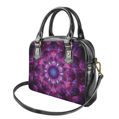 Purple Mandala Flower Print Shoulder Handbag