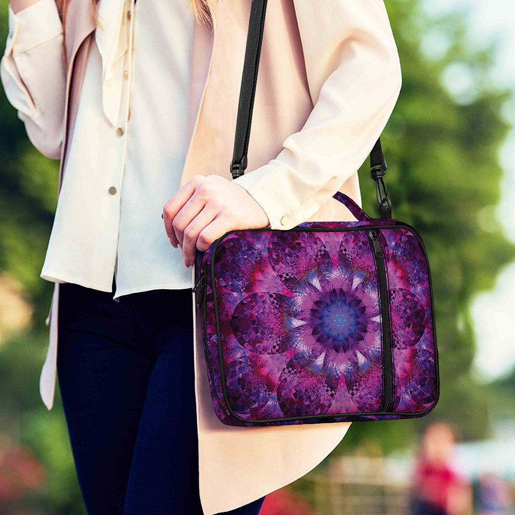 Purple Mandala Flower Print Shoulder Strap Bible Bag