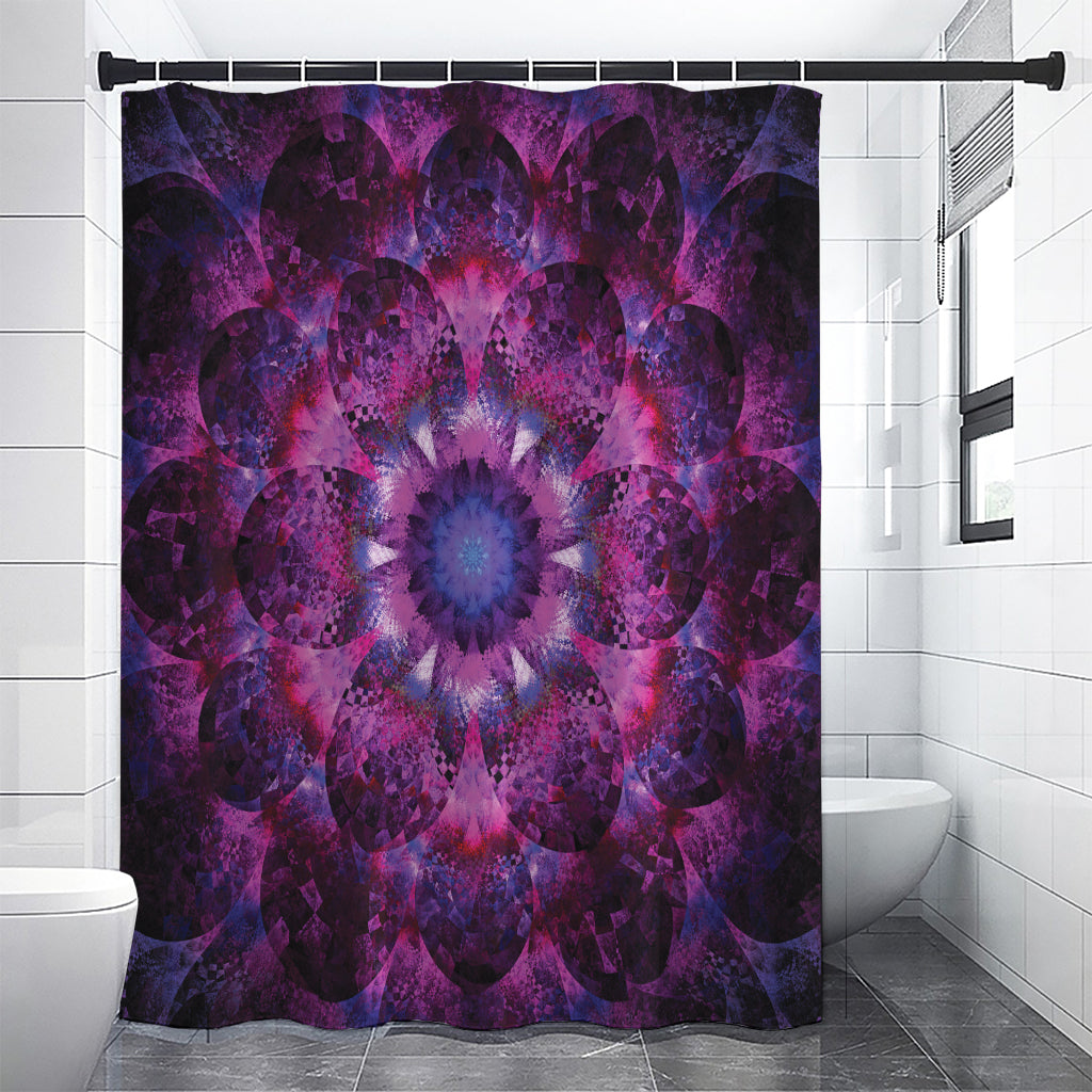 Purple Mandala Flower Print Shower Curtain