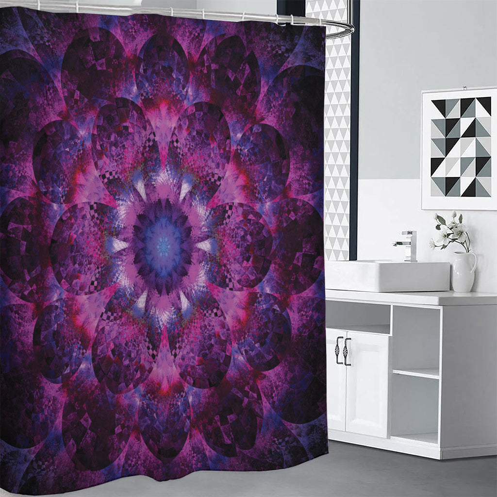 Purple Mandala Flower Print Shower Curtain